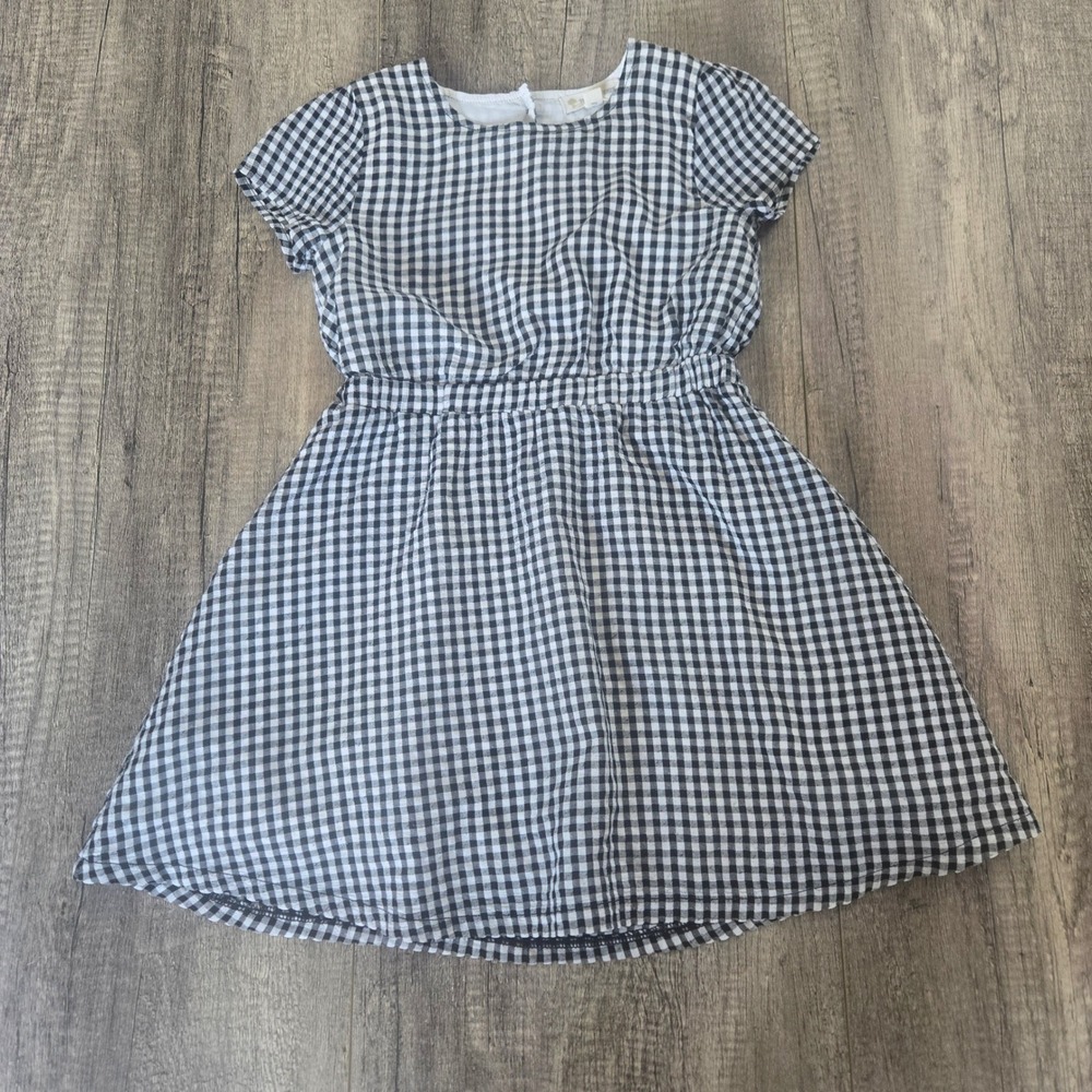 Tucker +‎ Tate Kids Black White Gingham Checker Fit Flare Dress Open Back Size 6